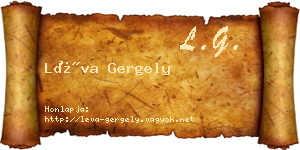 Léva Gergely névjegykártya